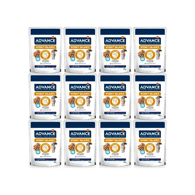 Advance Comida Húmeda Weight Balance Para Gatos, Single Serve, 12 x 85 gr