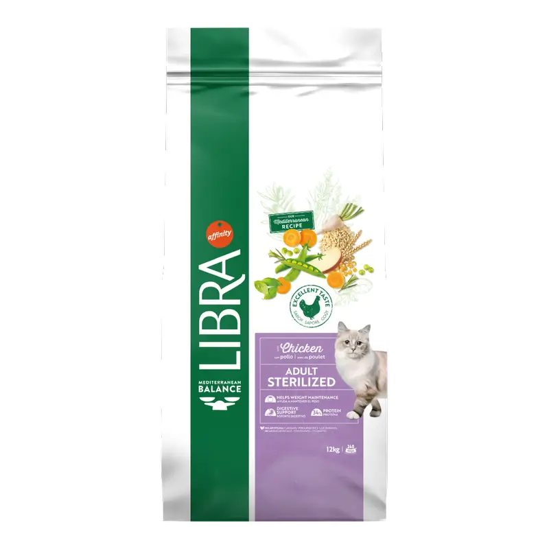 Libra Pienso Para Gatos, Con Pollo, Premium, 12 kg