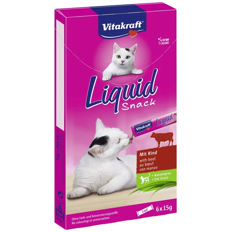 Vitakraft Cat Liquid Snack Ternera con Omega 11x6 unidades