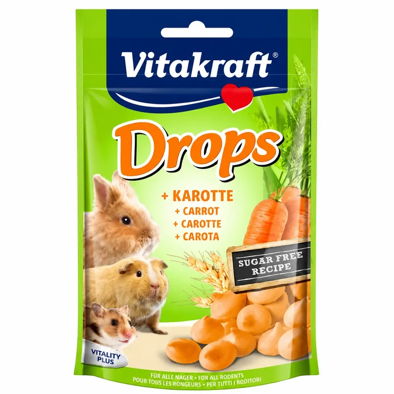 Vitakraft Drops Zanahoria Roedores 9x75 gramos