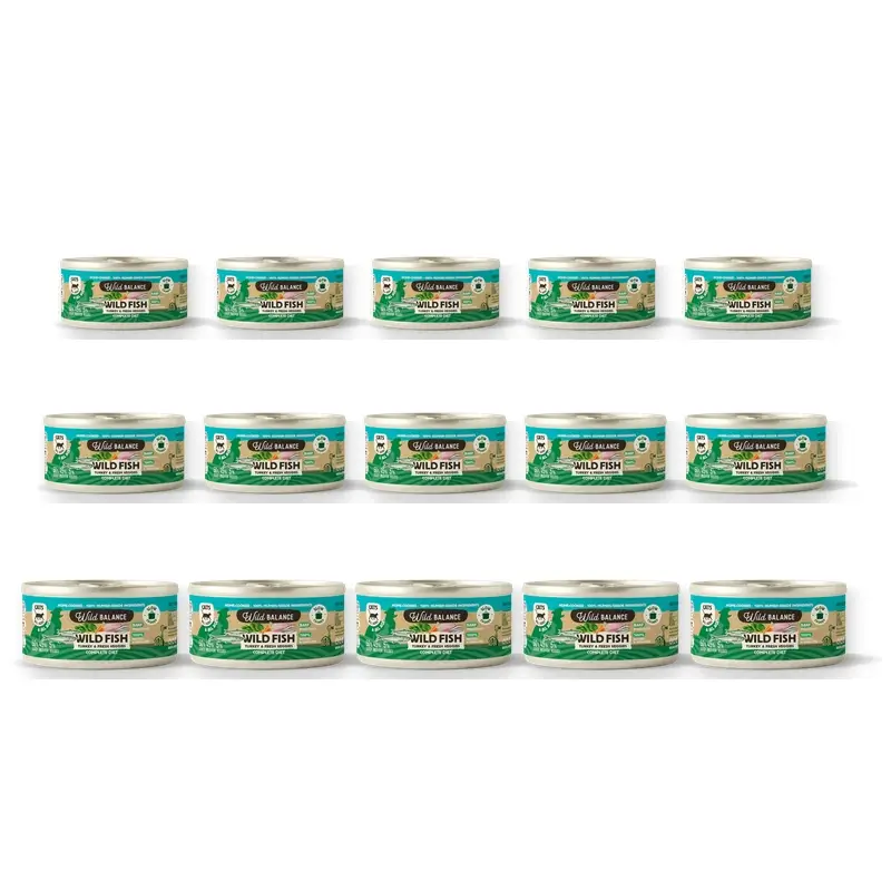 Wild Balance Lata Filosofía Barf De Pescado Para Gatos, 120 gr, Pack de 15