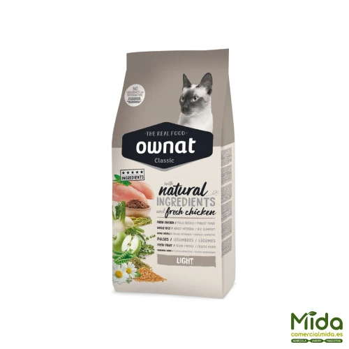 Pienso OWNAT Classic Cat Light para Gatos con Sobrepeso
