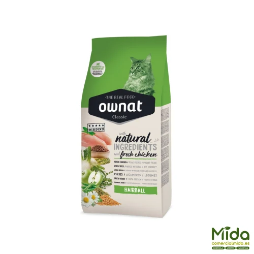 Pienso OWNAT Classic Cat Hairball para Bolas de Pelo Gatos