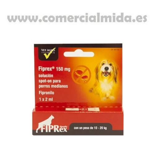 Fiprex M 150 mg Fipronilo Pipeta Antiparasitaria para Perros Medianos (10-20 kg)
