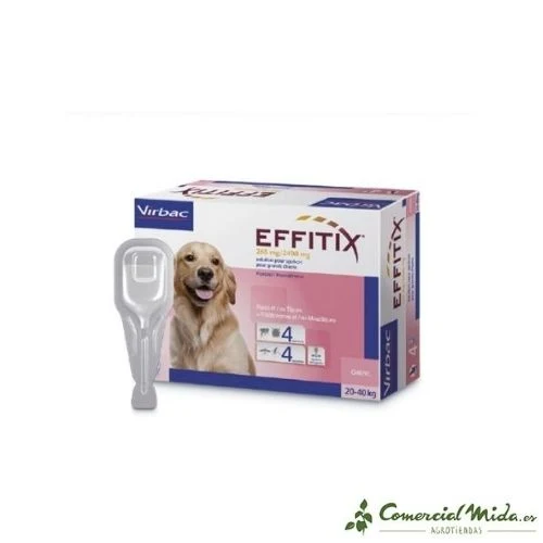 Pipetas VIRBAC EFFITIX L para Perros Grandes de 20 a 40 kg - Fipronilo y Permetrina (4 o 24 uds)