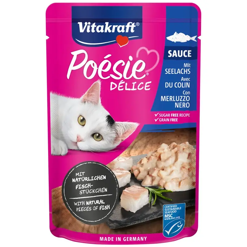 Vitakraft Poesie Delisauce Pouch- Abadejo 23X85Gr