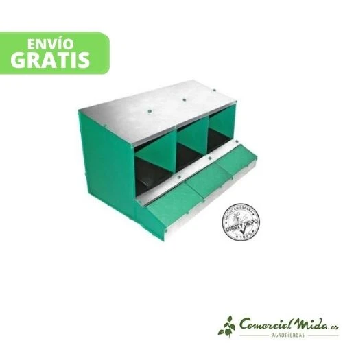 Ponedero Gallinas Desmontable (3 Huecos, Fondo y Cesta para Huevos)