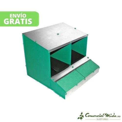 Ponedero Gallinas Desmontable (2 Huecos, Fondo y Cesta para Huevos)