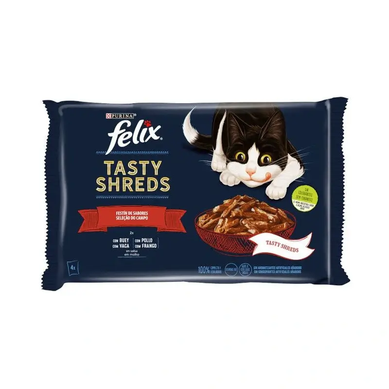 Felix Tasty Shreds Carnes Salsa 12x4x80 gramos