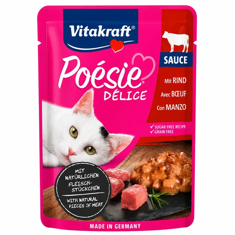 Vitakraft Poesie Delisauce Pouch- Ternera 23X85Gr, 85 gr