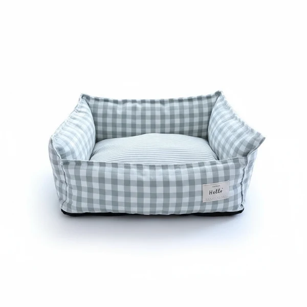 Panier chien déhoussable et lavable en coton vichy
