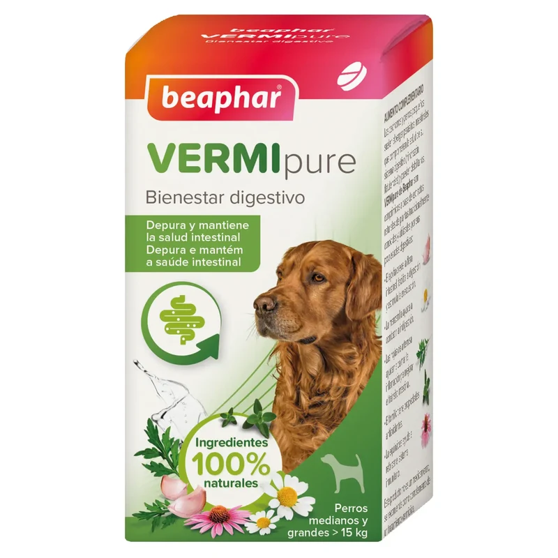 Beaphar Vermipure Comprimidos Perros Grandes >15Kg, 50 comp