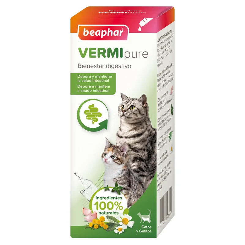 Beaphar Vermipure Solucion Liquida Natural Gatos, 50 ml