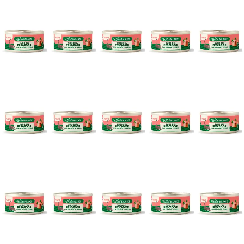 Wild Balance Lata Guiso Del Pescador Con Salmón, Cerdo Y Verduras Para Gatos, 80 gr, Pack de 15