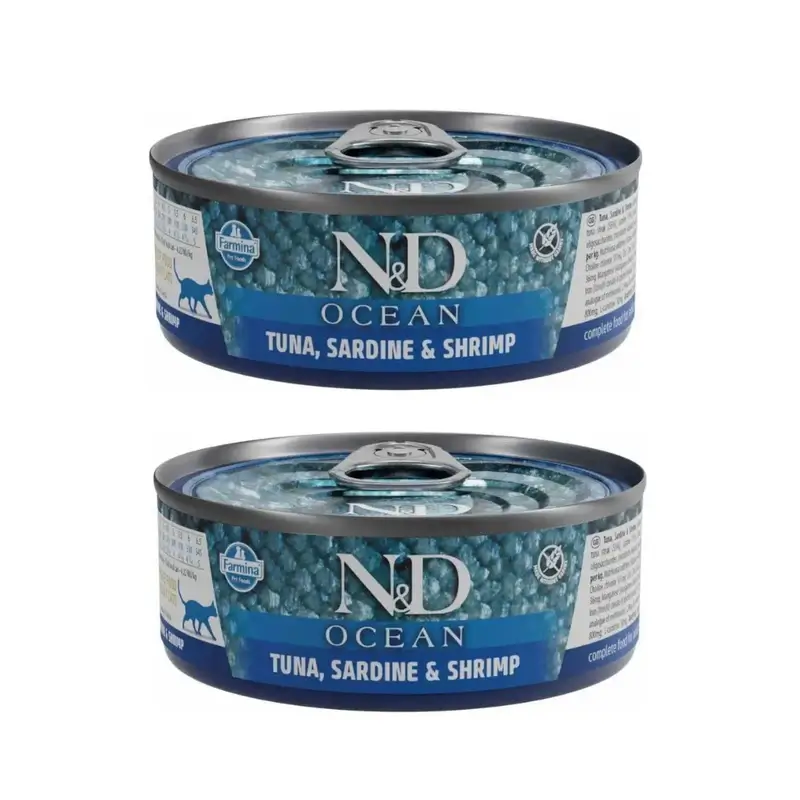 Farmina N&D Cat Ocean Atun Sardina Gamba 24X70Gr, Pack De 2