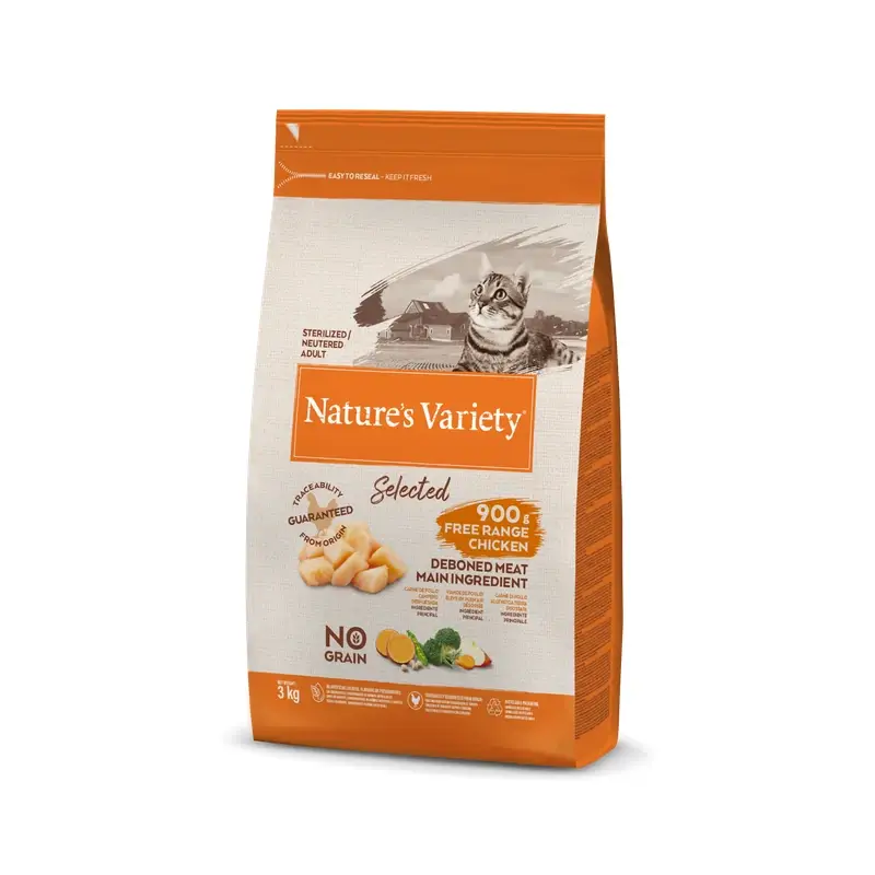 Nature'S Variety Feline Adult Selected Esterilizado Pollo 3Kg, pienso para gatos