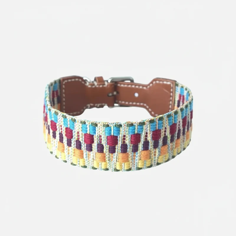 Collier Pour Chien Bohème Tissé A La Main En Cuir Durable