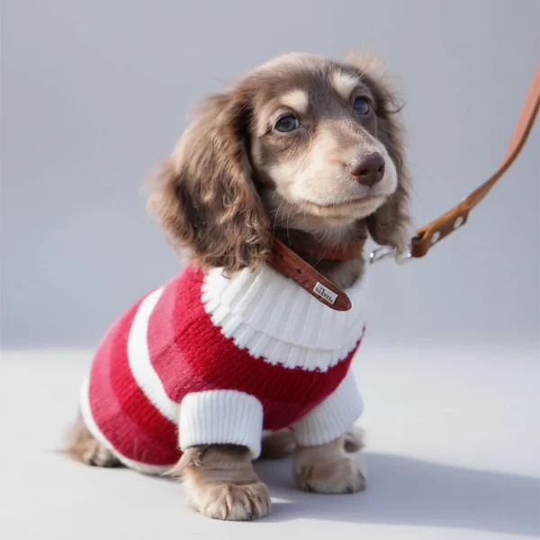 Pull Rouge Confortable De Noël Pour Teckel