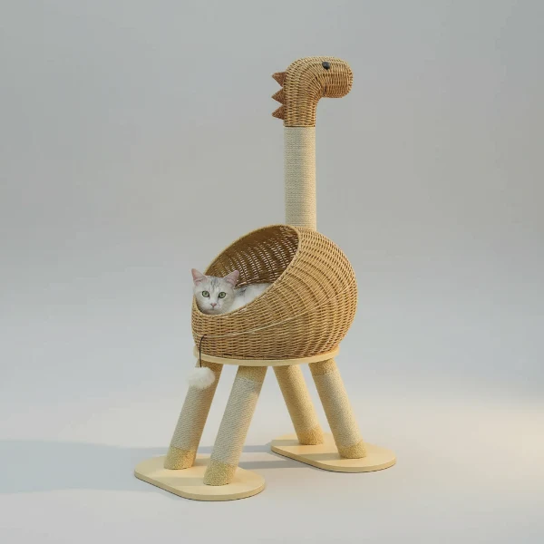 Arbre À Chat Dinosaure En Sisal Et Rotin