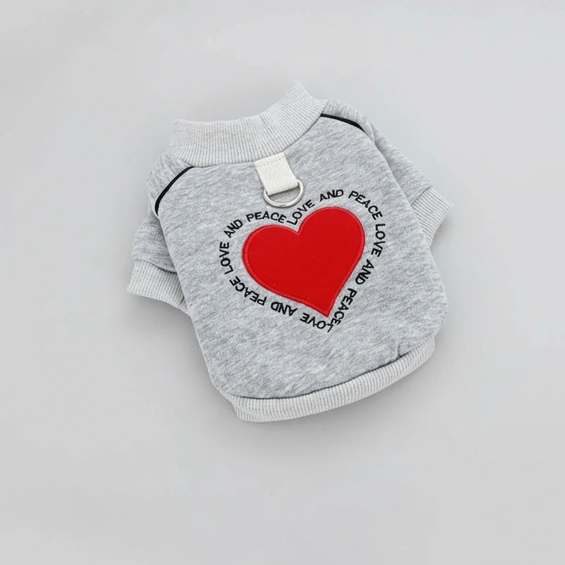 Sweat Gris Pour Petit Chien Cœur Rouge