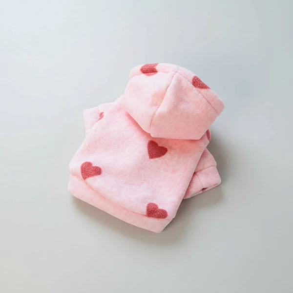 Sweat Doux Capuche Chien Coeurs Rose