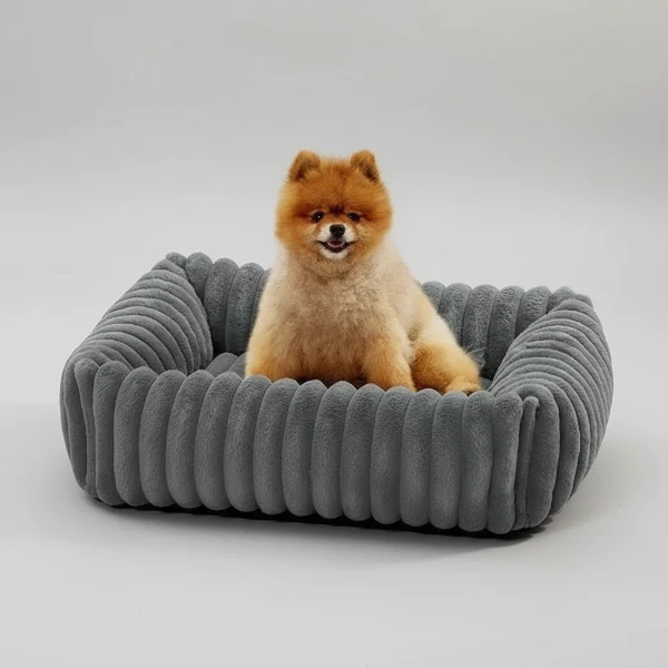 Lit rectangulaire en velours pour chien - Les Bonnes Affaires