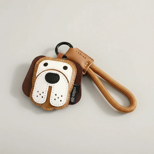 Porte-Clés Original En Cuir Marron Chien