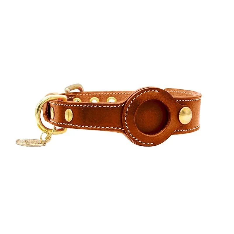 Collier en cuir avec emplacement Airtag - Les Bonnes Affaires