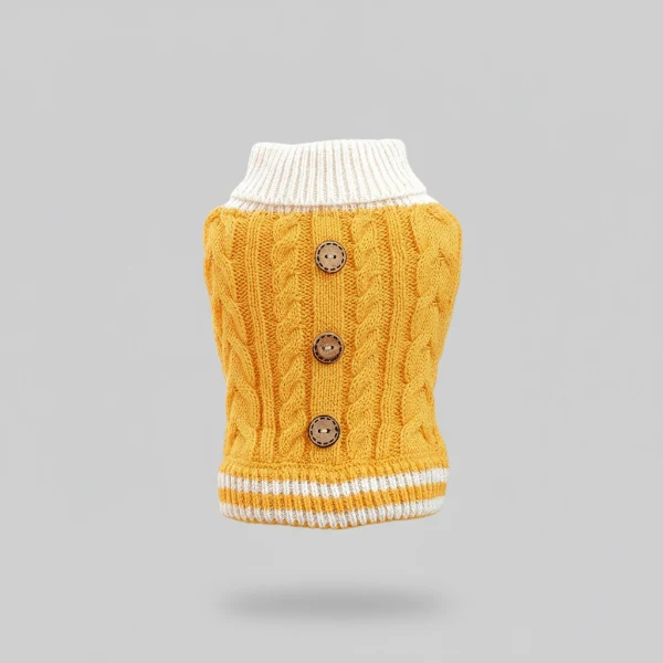 Pull Boutons Torsades Jaune Pour Chien