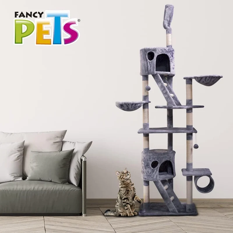 Fancy Pets Mueble/Rascador para Gato con Tunel Escaleras Casas Hamacas de 240 Centímetros