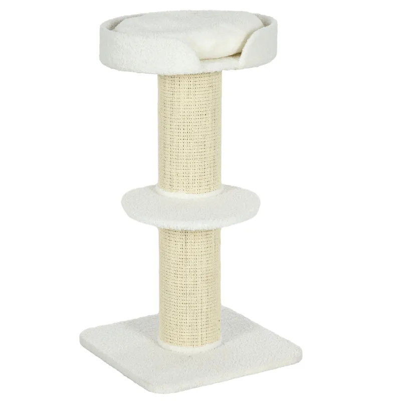 Pawhut Árbol Rascador Para Gatos Altura 91 Cm De 3 Niveles 45x45x91cm Crema