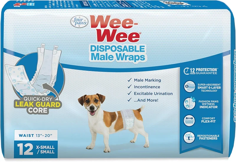 Wee Wee Pañales para macho con indicador de humedad para perro X-Chico/Chico