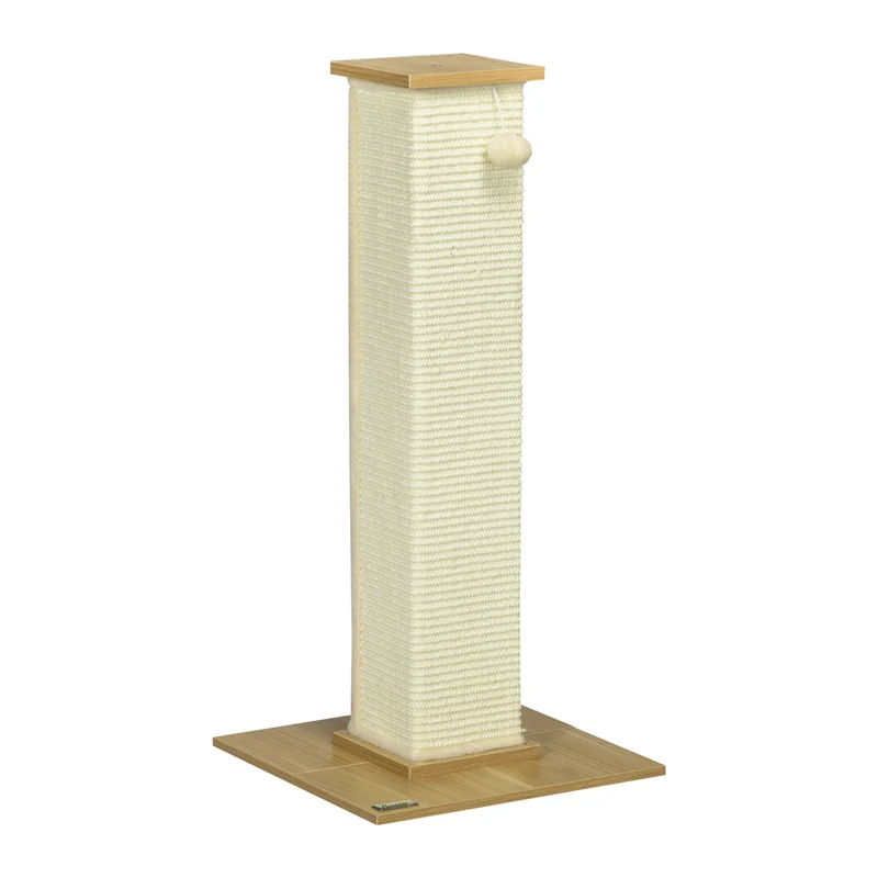 Pawhut Poste Rascador Para Gatos Con Poste De Sisal Y Bola Colgante 38x38x80 Cm
