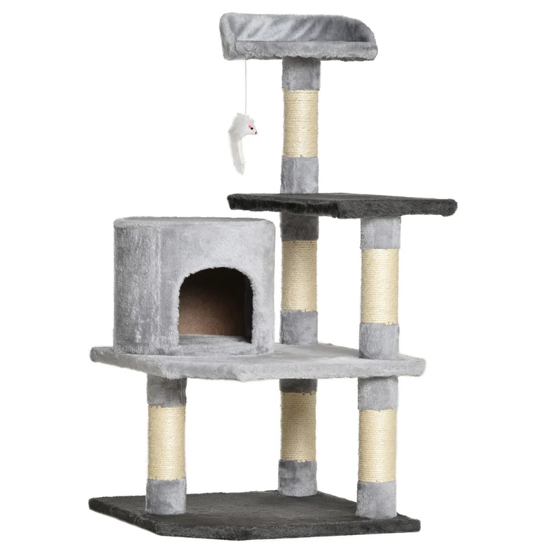 Pawhut Árbol Para Gatos Rascador Grande Con Plataformas Casetas Ratón De Juego