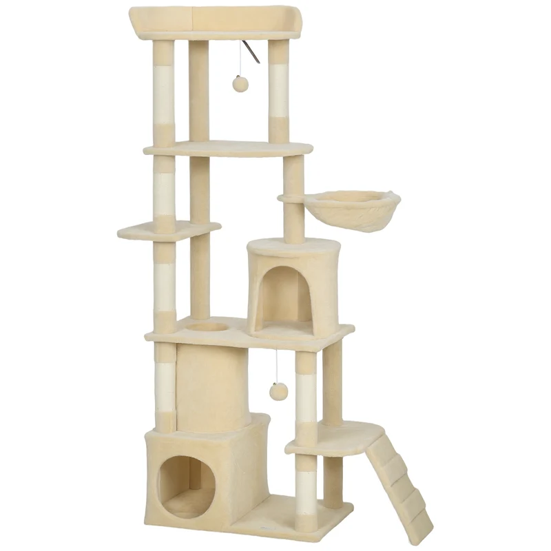 Pawhut Árbol Rascador Para Gatos Grande Altura 170 Cm Beige
