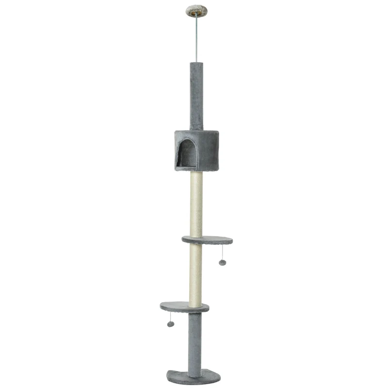 Pawhut Árbol Rascador Para Gatos Altura 255 Cm Cueva Bola Colgante