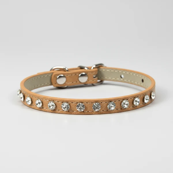 Collier chien strass design - petit collier cuir pour chihuahua